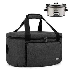 luxja insulated slow cooker bag (with a bottom pad and lid fasten straps), slow cooker carrier fits for most 6-8 quart oval slow cooker, black