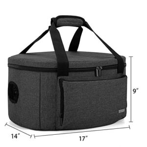 Luxja Insulated Slow Cooker Bag (with a Bottom Pad and Lid Fasten Straps), Slow Cooker Carrier Fits for Most 6-8 Quart Oval Slow Cooker, Black