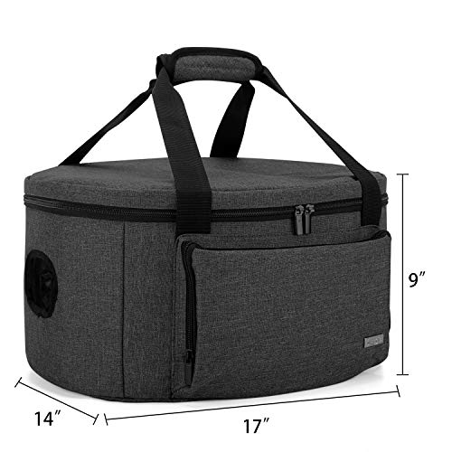 Luxja Insulated Slow Cooker Bag (with a Bottom Pad and Lid Fasten Straps), Slow Cooker Carrier Fits for Most 6-8 Quart Oval Slow Cooker, Black