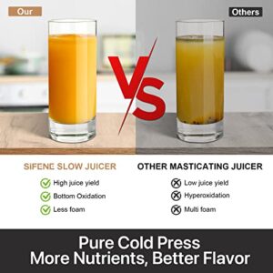 SiFENE Slow Juicer, Cold Press Juicer, Masticating Juicer Machines, Juice Maker Extractor, Juice Squeezer, Brush& Recipes Included