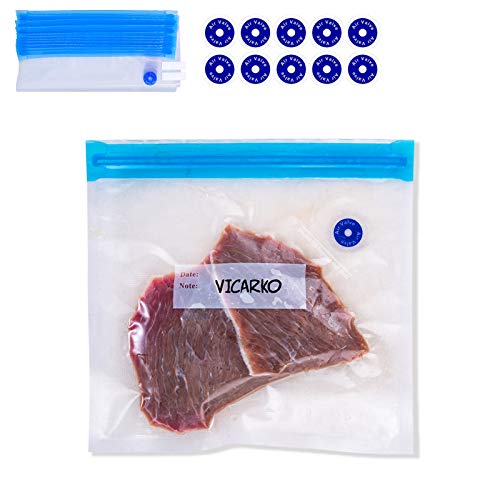 VICARKO 30 Vacuum Zipper Bags, Vacuum Sealer Bags, Food Storage, Reusable Bags, with Double Layers, BPA Free, 2.9L, 11.0 x 10.5"