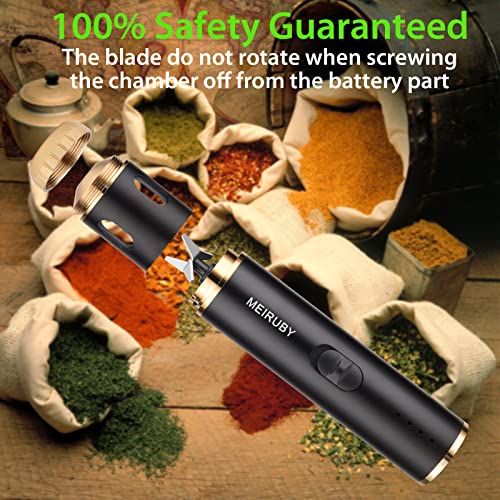 MEIRUBY Grinder Electric Herb Grinder Spice Crusher Mills Portable Grinder USB Rechargeable Black