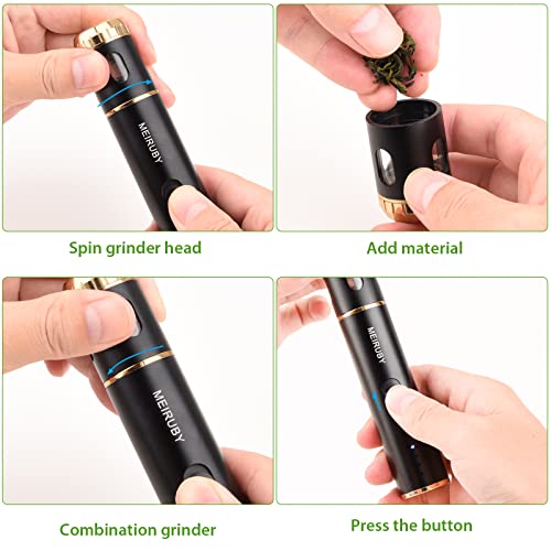 MEIRUBY Grinder Electric Herb Grinder Spice Crusher Mills Portable Grinder USB Rechargeable Black