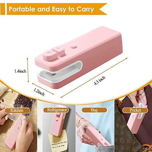 Mini Bag Sealer USB Rechargeable, 2 in 1 Heat Sealer and Cutter, Handheld Heat Vacuum Sealer for Plastic Bags Food Storage Snacks Freshness