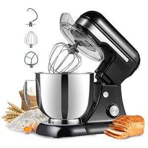 p’rich kitchen stand mixer, household countertop electric standing tilt head food mixers with bowl bread hook attachments for cake, dough, flour, baking (12 speed, 5.3 qt, black)