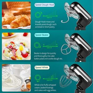 P'RICH Kitchen Stand Mixer, Household Countertop Electric Standing Tilt Head Food Mixers With Bowl Bread Hook Attachments For Cake, Dough, Flour, Baking (12 Speed, 5.3 QT, Black)