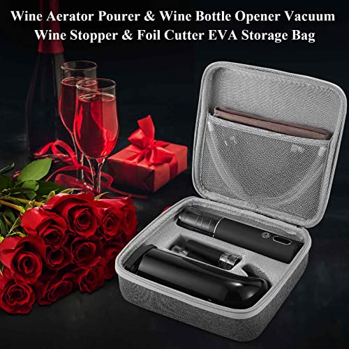 Valentines Wine Gift Set with Electric Wine Bottle Opener, Electric Aerator and Pourer, Reusable Vacuum Stopper, Foil Cutter and EVA Storage Bag, Rechargeable and Automatic (Black)