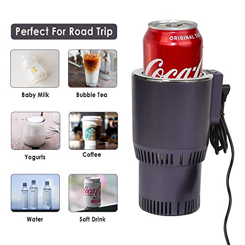 2-in-1 Smart Car Cup Warmer Cooler, Auto Car Cooling and Heating Cup Mug Holder with LED Temperature Display, Touch Control, Keep Beverage Cool and Warm Fits in Commuter Road Tripper