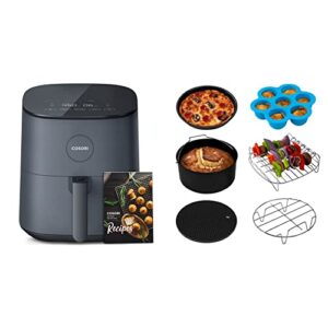 cosori air fryer, 5 quart compact oilless oven, 30 recipes, up to 450℉, dark grey & air fryer accessories, set of 6 fit for most 5.8qt and larger oven cake & pizza pan, black
