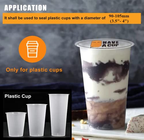 JIAWANSHUN Cup Sealing Film Cup Sealer Film 90-105mm (3.5"- 4") 3000 pcsfor Boba Tea for Bubble Milk Tea Cup Sealing Film Roll