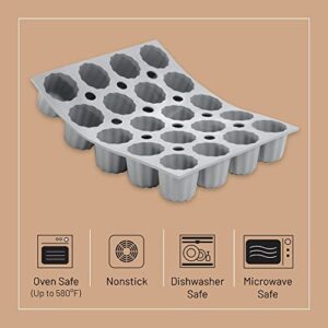 De Buyer ELASTOMOULE Mini-Cannele Silicone Mold - Creates 20 French Pastries - Easy to Use & Clean - Dishwasher Safe