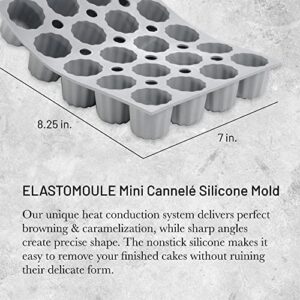 De Buyer ELASTOMOULE Mini-Cannele Silicone Mold - Creates 20 French Pastries - Easy to Use & Clean - Dishwasher Safe