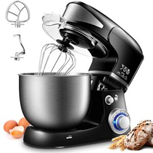 stand mixer electric stand mixer kitchen mixer 6 speeds 5.5qt large food-grade stainless steel bowl/dough hook/whisk/beater/splash guard,for baking,bread,cakes,cookie,pizza,sauce,cream