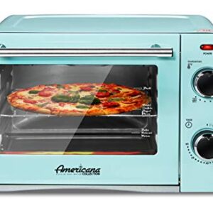 Elite Gourmet Americana ETO1200BL# Vintage Diner 50’s Retro Countertop Toaster Oven, 1300W, Bake, Broil, Toast, with Temperature Control & Adjustable 60-Minute Timer, Fits 9” Pizza, 4 Slice