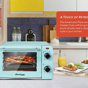 Elite Gourmet Americana ETO1200BL# Vintage Diner 50’s Retro Countertop Toaster Oven, 1300W, Bake, Broil, Toast, with Temperature Control & Adjustable 60-Minute Timer, Fits 9” Pizza, 4 Slice