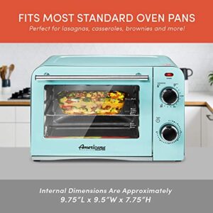 Elite Gourmet Americana ETO1200BL# Vintage Diner 50’s Retro Countertop Toaster Oven, 1300W, Bake, Broil, Toast, with Temperature Control & Adjustable 60-Minute Timer, Fits 9” Pizza, 4 Slice