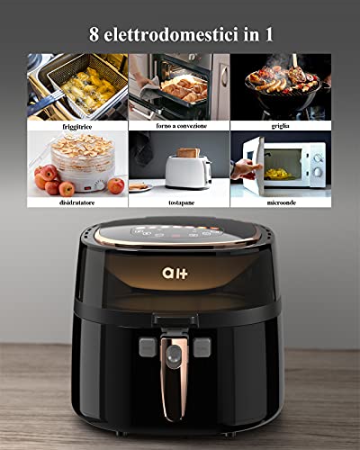 Large Air Fryer 8 Quart with Viewing Window, Big Capacity Family Size Oilless Airfryer Oven with 100 Recipt Digital Recipe Cookbook, Nonstick Basket and Dishwasher Safe