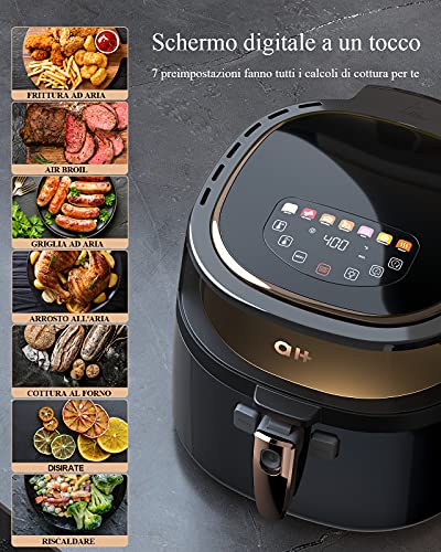 Large Air Fryer 8 Quart with Viewing Window, Big Capacity Family Size Oilless Airfryer Oven with 100 Recipt Digital Recipe Cookbook, Nonstick Basket and Dishwasher Safe