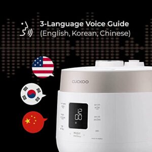 CUCKOO CRP-ST1009F 10-Cup (Uncooked) Twin Pressure Rice Cooker & Warmer 12 Menu Options: High/Non-Pressure Steam & More, Made in Korea,White