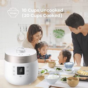 CUCKOO CRP-ST1009F 10-Cup (Uncooked) Twin Pressure Rice Cooker & Warmer 12 Menu Options: High/Non-Pressure Steam & More, Made in Korea,White