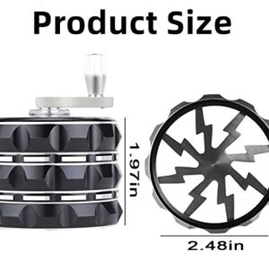 2.5 Inch Hand Crank Grinder, Potable Large Grinder With Clear Top Cover, Best Gift(Black)