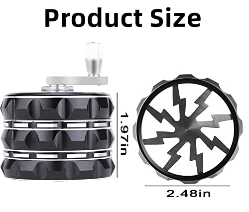 2.5 Inch Hand Crank Grinder, Potable Large Grinder With Clear Top Cover, Best Gift(Black)