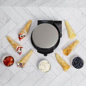 Chef'sChoice KrumKake Maker Features Nonstick Surface and Instant Heat Recovery with Temperature Control and Ready Light, Includes Roller, 1050-Watts, Silver