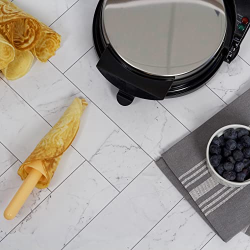 Chef'sChoice KrumKake Maker Features Nonstick Surface and Instant Heat Recovery with Temperature Control and Ready Light, Includes Roller, 1050-Watts, Silver