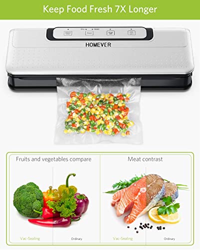 HOMEVER Vacuum Sealer Machine, Automatic Food Sealer with Led Indicator Lights Easy to Clean Dry Moist Food Modes Include 20 Packing Bags