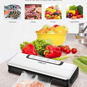 HOMEVER Vacuum Sealer Machine, Automatic Food Sealer with Led Indicator Lights Easy to Clean Dry Moist Food Modes Include 20 Packing Bags