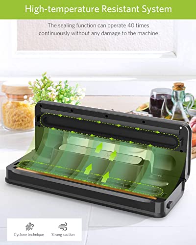 HOMEVER Vacuum Sealer Machine, Automatic Food Sealer with Led Indicator Lights Easy to Clean Dry Moist Food Modes Include 20 Packing Bags