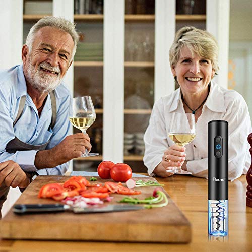 Electric Wine Opener - Flauno Automatic Wine Bottle Opener, Electric Corkscrew Wine Opener with Foil Cutter, Vacuum Wine Stopper, Wine Aerator Pourer, Ideal Wine Gift Set, Rechargeable