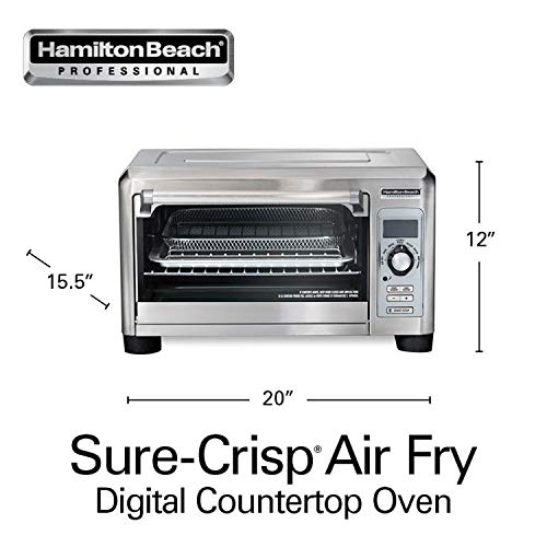 Hamilton Beach Professional Sure-Crisp Digital Air Fryer Countertop Toaster Oven, 1500W, Fits 12” Pizza 6 Slice Capacity, Temperature Probe, Stainless Steel (31243)