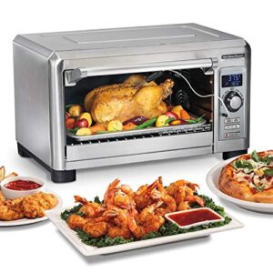 hamilton beach professional sure-crisp digital air fryer countertop toaster oven, 1500w, fits 12” pizza 6 slice capacity, temperature probe, stainless steel (31243)