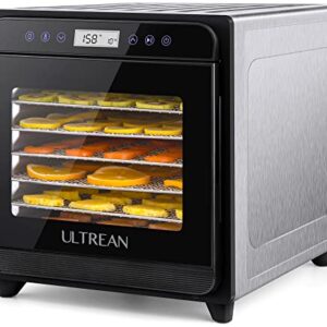 Ultrean Food Dehydrator, 8 Stainless Steel Trays Dehydrator for Jerky, Fruit, Veggies, Meat, Yogurt, Food Dryer Machine with Adjustable Digital Timer and Temperature Control (Rscipe Book Included)