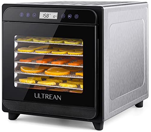 Ultrean Food Dehydrator, 8 Stainless Steel Trays Dehydrator for Jerky, Fruit, Veggies, Meat, Yogurt, Food Dryer Machine with Adjustable Digital Timer and Temperature Control (Rscipe Book Included)