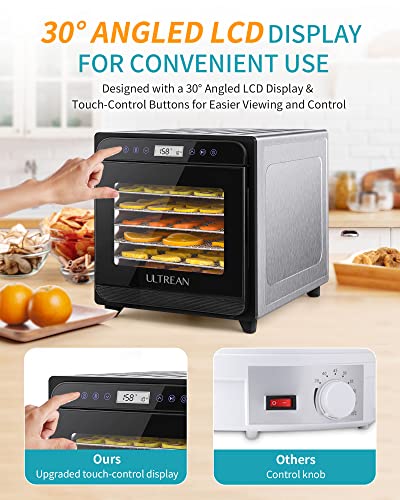 Ultrean Food Dehydrator, 8 Stainless Steel Trays Dehydrator for Jerky, Fruit, Veggies, Meat, Yogurt, Food Dryer Machine with Adjustable Digital Timer and Temperature Control (Rscipe Book Included)