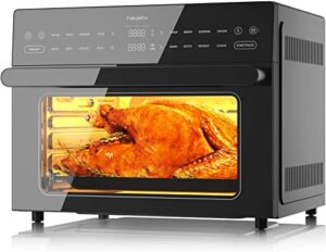 fabuletta air fryer toaster oven combo – 32 qt large countertop convection toaster oven,18-in-1 digital airfryer with dehydrate, smokeless fast cooking oven fit 13″ pizza, 13 lbs chicken,5 accessories