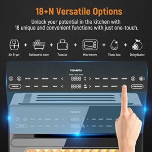 Fabuletta Air Fryer Toaster Oven Combo - 32 QT Large Countertop Convection Toaster Oven,18-in-1 Digital Airfryer with Dehydrate, Smokeless Fast Cooking Oven Fit 13" Pizza, 13 Lbs Chicken,5 Accessories