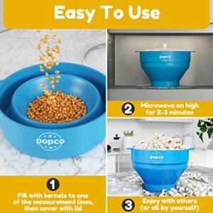 POPCO Silicone Microwave Popcorn Popper with Handles, Silicone Popcorn Maker, Collapsible Bowl Bpa Free and Dishwasher Safe - 15 Colors Available (Transparent Aqua)