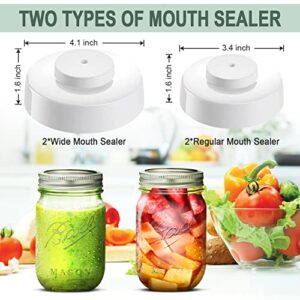 Electric Mason Jar Vacuum Sealer Kit for Wide Mouth & Regular Mouth Mason Jars Food Vacuum Sealer Food Jar Protector Vacuum Seal with Electric Vacuum Pump and Jar Lids for Food Storage and Fermentation