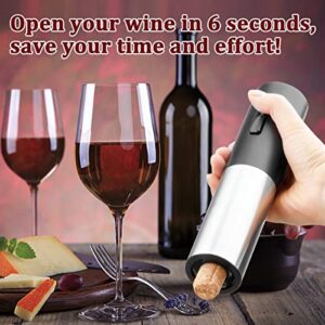 Electric Wine Opener Set, Rechargeable Electric Wine Bottle Openers, USB-charging Stainless Steel Wine Bottle Opener With Foil Cutter, One-click Button Automatic Wine Corkscrew Remover for Wine Lover