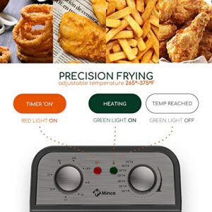 Deep Fryer with Adjustable Temperature Knobs & Timer, Electric Deep Fryer with Stainless-Steel Triple Basket, 4 Liter Capacity Cool-Touch Oil Fryer 1800W M Minca