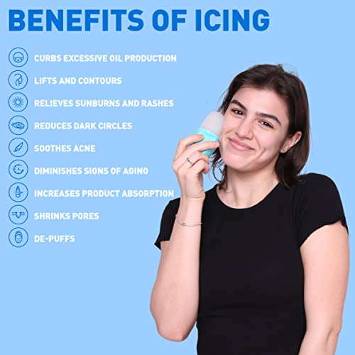 Ice Roller for Face & Eyes with Anti-Leak and Drip system. Ice Holder Tool, Face icer with easy-grip sides. Ice Cube Mold for Facial Icing. Depuff & Contour. Booklet with recipes included. GLAICE