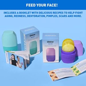 Ice Roller for Face & Eyes with Anti-Leak and Drip system. Ice Holder Tool, Face icer with easy-grip sides. Ice Cube Mold for Facial Icing. Depuff & Contour. Booklet with recipes included. GLAICE