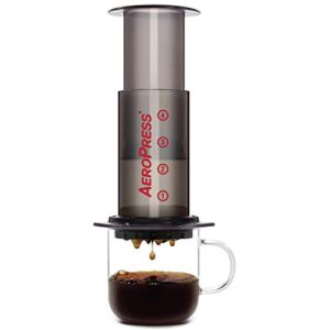 aeropress original coffee and espresso maker, barista level portable coffee maker with chamber, plunger, & filters, quick coffee and espresso maker, made in usa