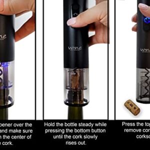 Electric Wine Opener Gift Set, Electric Wine Aerator Pourer, Wine Decanter Set, Vacuum Wine Stopper, Automatic Wine Dispenser Pump, Rechargeable Wine Bottle Opener (Black)