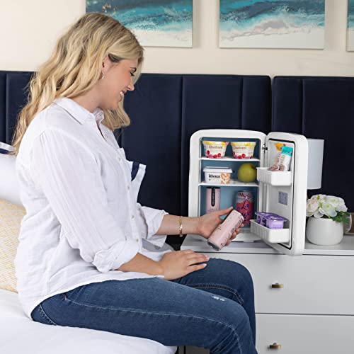 Cooluli Vibe Mini Fridge for Bedroom - With Cool Front Magnetic Whiteboard - 15L Portable Small Refrigerator for Travel, Car & Office Desk - Plug In Cooler & Warmer for Food, Drinks & Skincare (White)