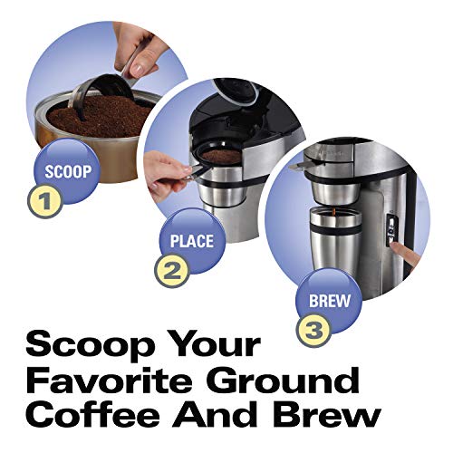 Hamilton Beach Single Serve Scoop Coffee Maker, 14oz, Stainless Steel (49981) (Discontinued)