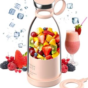 Personal Size Blender, Portable Mini Blender for Fresh Juice, Smoothies, Shakes with Battery Powered USB Blender (Pink)